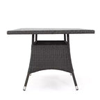 Set da pranzo da 7 pezzi da esterno GDFStudio Toledano in vimini e ferro con cuscino resistente all'acqua