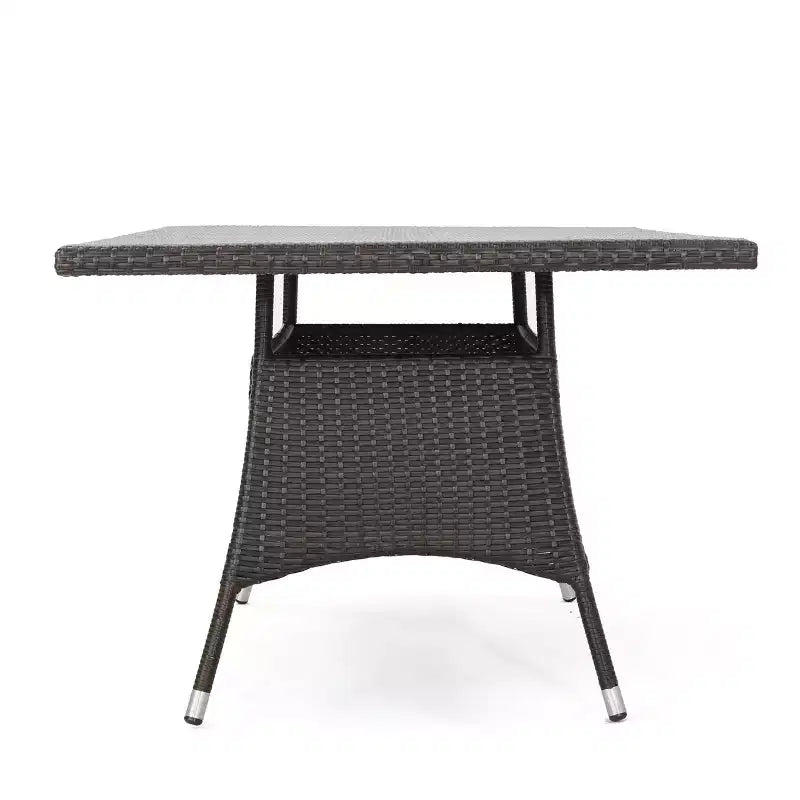 Set da pranzo da 7 pezzi da esterno GDFStudio Toledano in vimini e ferro con cuscino resistente all'acqua