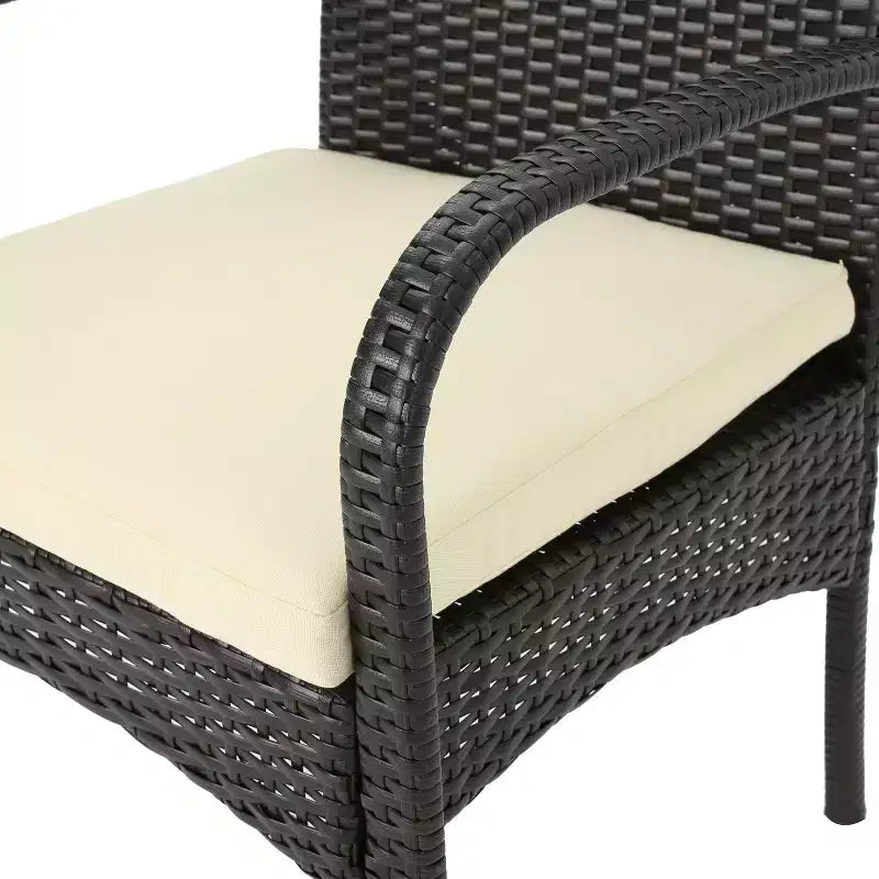Set da pranzo da 7 pezzi da esterno GDFStudio Toledano in vimini e ferro con cuscino resistente all'acqua