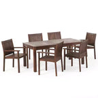 GDFStudio Paoha Set da pranzo da 7 pezzi in legno di acacia per esterni con design a doghe