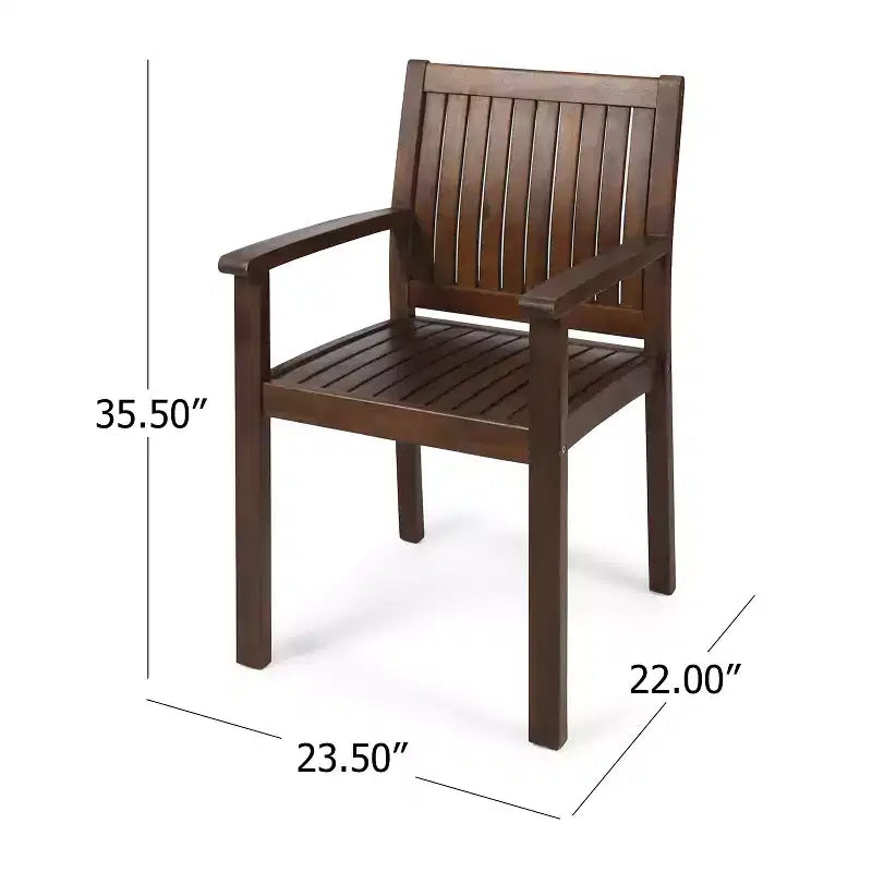 GDFStudio Paoha Set da pranzo da 7 pezzi in legno di acacia per esterni con design a doghe
