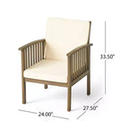 Christopher Knight Home Case, set da pranzo da esterni a 5 pezzi in legno di acacia con cuscini