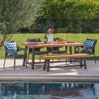 Christopher Knight Home Fletcher Outdoor Acacia Wood and Wicker 6 Piece Dining Set