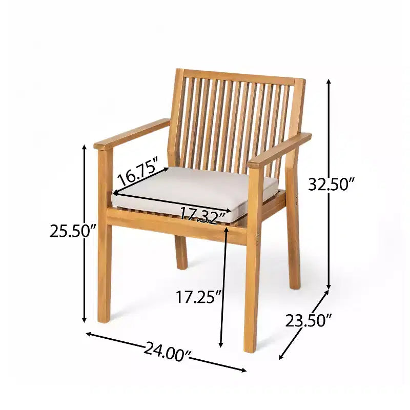 Ensemble de salle à manger d'extérieur en bois d'acacia Christopher Knight Home Caitlyn Rustic 7 pièces avec coussins