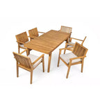 Ensemble de salle à manger d'extérieur en bois d'acacia Christopher Knight Home Caitlyn Rustic 7 pièces avec coussins