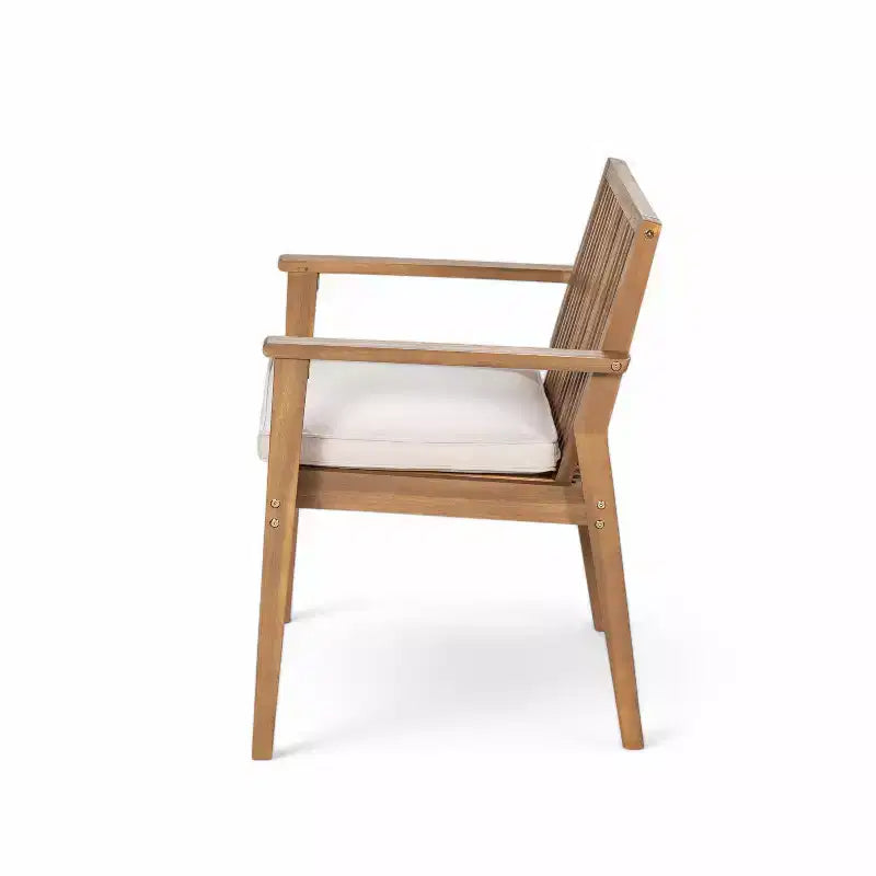 Ensemble de salle à manger d'extérieur en bois d'acacia Christopher Knight Home Caitlyn Rustic 7 pièces avec coussins