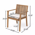 Christopher Knight Home Akshan – Ensemble de salle à manger d'extérieur rustique 5 pièces en bois d'acacia avec coussins