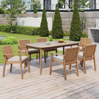 Christopher Knight Home Anivia - Set da pranzo rustico da 7 pezzi per patio, in legno di acacia, con cuscini