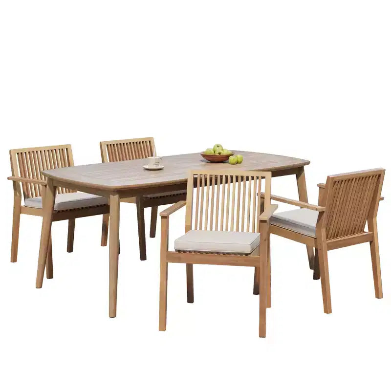 Christopher Knight Home Anivia - Set da pranzo rustico da 7 pezzi per patio, in legno di acacia, con cuscini