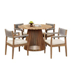 Christopher Knight Home Sivir Set da pranzo da esterno moderno costiero in legno di acacia, 5 pezzi con cuscini
