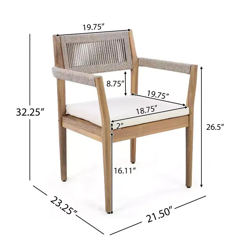 Christopher Knight Home Sivir Set da pranzo da esterno moderno costiero in legno di acacia, 5 pezzi con cuscini
