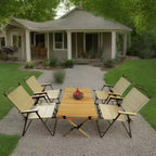 MAYEERTY Dining Set Foldable 1 Table 4 Chairs Indoor Outdoor Natural Kids Friendly