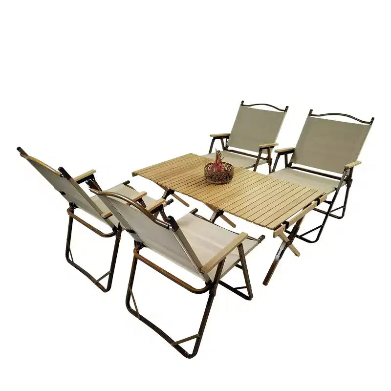 Set da pranzo MAYEERTY pieghevole 1 tavolo 4 sedie per interni ed esterni adatto ai bambini naturale