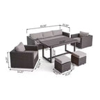 Ensemble de salle à manger/canapé 8 pièces d'extérieur en osier et aluminium Santa Rosa de Christopher Knight Home