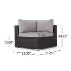 GDFStudio Avianna, ensemble de salle à manger d'extérieur 7 places en osier avec canapé, poufs et coussins