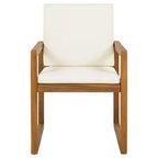 ModernLuxe Set da Pranzo per Esterni da 5 Pezzi, Mobili da Giardino con 4 Poltrone e 1 Tavolo per Giardino, Balcone, Cortile, Telaio in Legno di Acacia, Beige+Naturale
