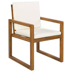 ModernLuxe Set da Pranzo per Esterni da 5 Pezzi, Mobili da Giardino con 4 Poltrone e 1 Tavolo per Giardino, Balcone, Cortile, Telaio in Legno di Acacia, Beige+Naturale