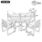 ModernLuxe Set da Pranzo per Esterni da 5 Pezzi, Mobili da Giardino con 4 Poltrone e 1 Tavolo per Giardino, Balcone, Cortile, Telaio in Legno di Acacia, Beige+Naturale