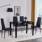 Set da pranzo MAYEERTY 7 pezzi - Tavolo rettangolare in legno e 6 sedie imbottite per riunioni di famiglia