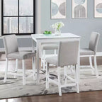 Set da pranzo MAYEERTY 7 pezzi - Tavolo rettangolare in legno e 6 sedie imbottite per riunioni di famiglia