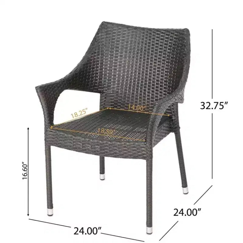 Christopher Knight Home Laura, set da pranzo a 5 pezzi in rattan e ferro con tavolo in legno di acacia con base a X