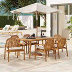 Christopher Knight Home Kennen, set da pranzo da esterno in legno di acacia rustico, 7 pezzi, con cuscini