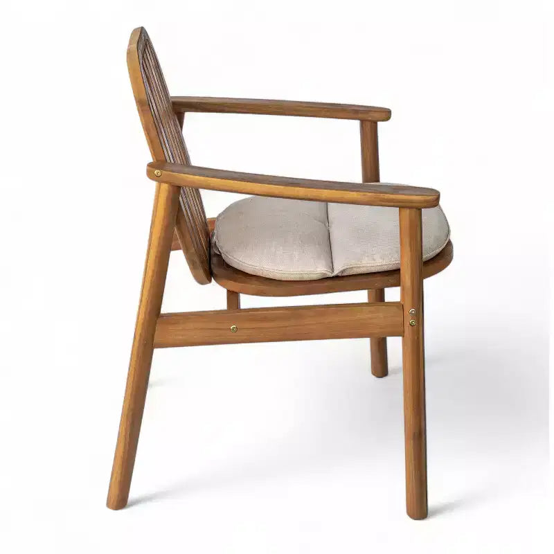 Christopher Knight Home Kennen, set da pranzo da esterno in legno di acacia rustico, 7 pezzi, con cuscini