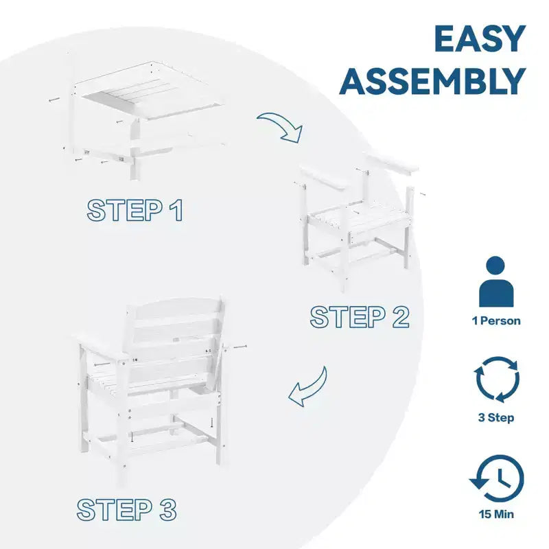 Hyleory Set da Pranzo per Esterni in HDPE Riciclato 4 Pezzi - Tavolo Rettangolare e Foro per Ombrellone, Panca da Pranzo per Esterni, 2 Poltrone da Esterni