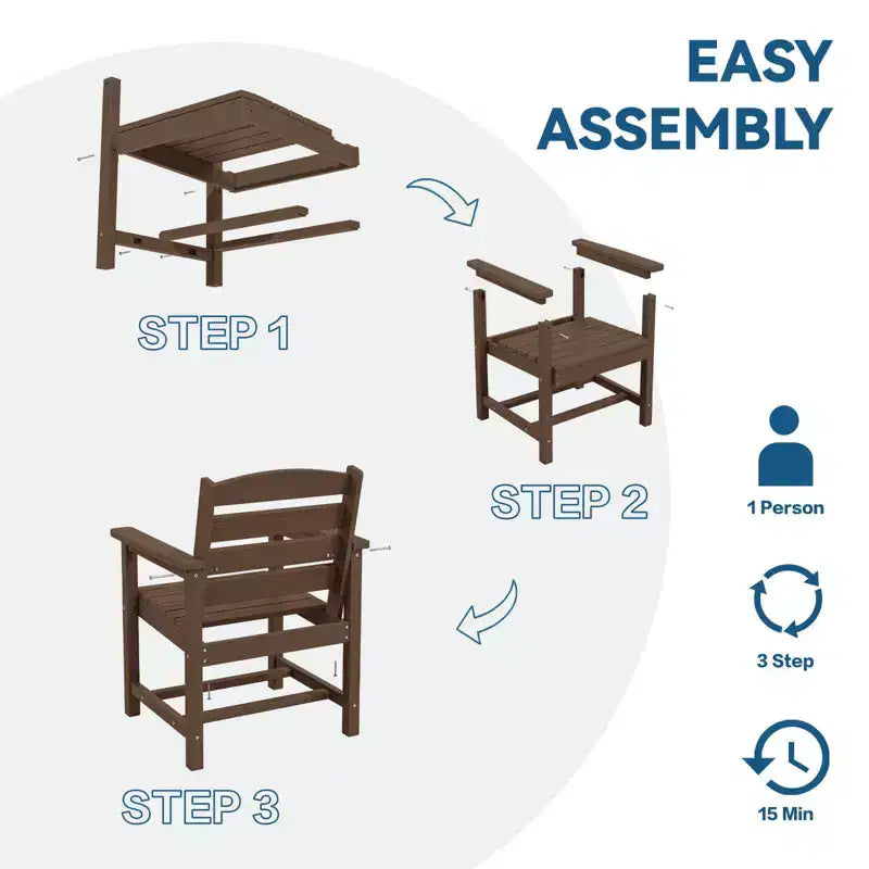 Hyleory Set da Pranzo per Esterni da 6 Pezzi in HDPE con Tavolo Rettangolare e Foro per Ombrellone, Panca e Poltrone