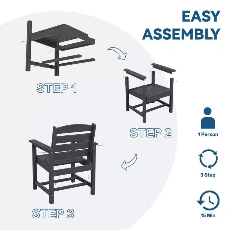 Hyleory Set da Pranzo per Esterni da 6 Pezzi in HDPE con Tavolo Rettangolare e Foro per Ombrellone, Panca e Poltrone