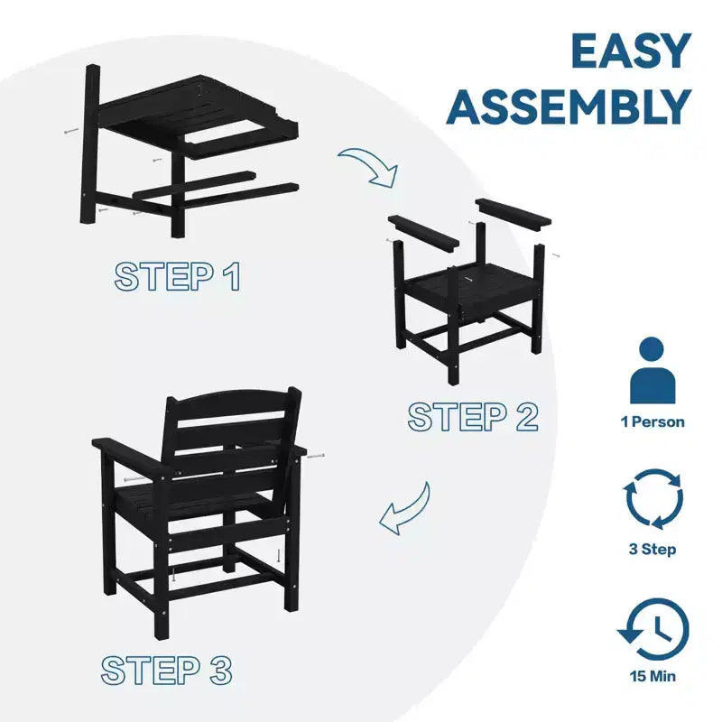 Hyleory Set da Pranzo per Esterni da 6 Pezzi in HDPE con Tavolo Rettangolare e Foro per Ombrellone, Panca e Poltrone