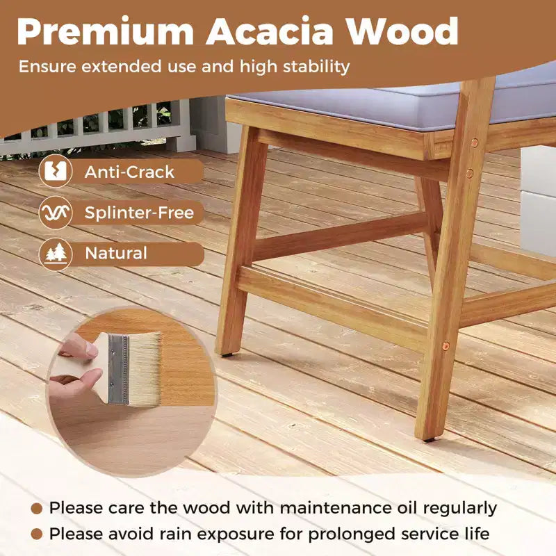Set da pranzo da patio Costway 5 pezzi in legno massello per esterni con schienale in rattan
