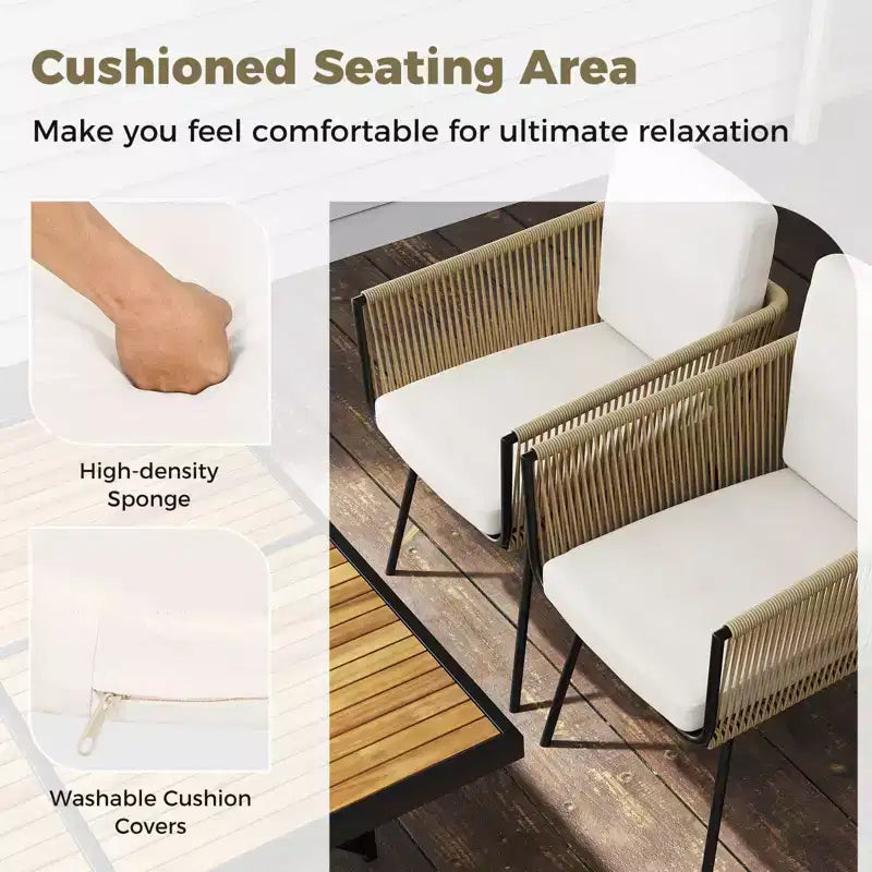 Costway Set da Pranzo da Giardino 5 Pezzi Tavolo Rettangolare e Sedie per Esterni