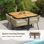 Costway Set da Pranzo da Giardino 5 Pezzi Tavolo Rettangolare e Sedie per Esterni