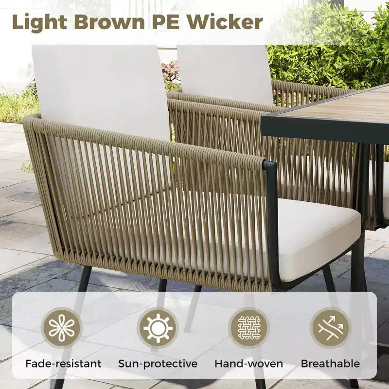 Costway Set da Pranzo da Giardino 5 Pezzi Tavolo Rettangolare e Sedie per Esterni