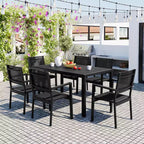 CLIHOME Set tavolo e sedie da esterno in acciaio da 7 pezzi, set da pranzo per patio, balcone, cortile
