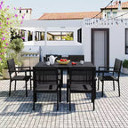 CLIHOME Set tavolo e sedie da esterno in acciaio da 7 pezzi, set da pranzo per patio, balcone, cortile