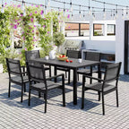 CLIHOME Set tavolo e sedie da esterno in acciaio da 7 pezzi, set da pranzo per patio, balcone, cortile