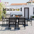CLIHOME Set tavolo e sedie da esterno in acciaio da 7 pezzi, set da pranzo per patio, balcone, cortile