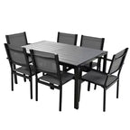 CLIHOME Set tavolo e sedie da esterno in acciaio da 7 pezzi, set da pranzo per patio, balcone, cortile