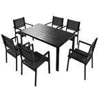 CLIHOME 7 Pieces Steel Outdoor Table and Chair Set, Patio Dining Sets for Patio, Balcony, Backyard
