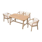 Christopher Knight Home Olcott - Set da pranzo da esterno a 5 pezzi in legno di acacia con tavolo allungabile e poltrone in corda intrecciata