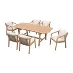 Christopher Knight Home Olcott Set da Pranzo da Esterno di 7 Pezzi in Legno di Acacia con Tavolo Allungabile e Sedie con Braccioli Intrecciati in Corda