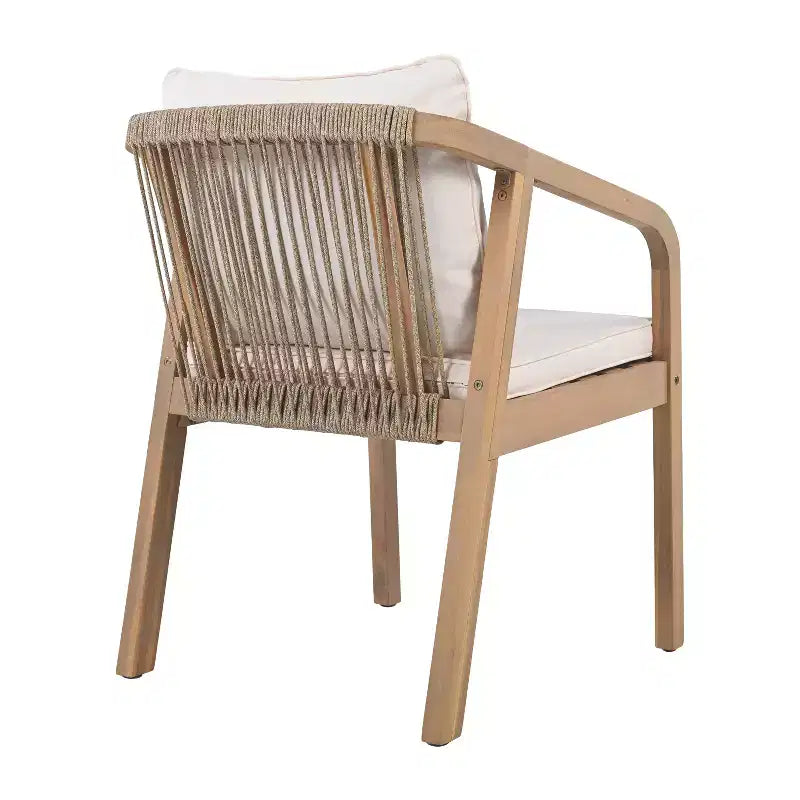 Christopher Knight Home Olcott Set da Pranzo da Esterno di 7 Pezzi in Legno di Acacia con Tavolo Allungabile e Sedie con Braccioli Intrecciati in Corda