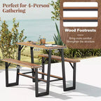 Ensemble table de pique-nique et banc Costway avec plateau et banc en bois d'acacia, repose-pieds intégrés