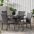 GDFStudio Galvez Outdoor Wicker 5 Piece Stacking Dining Set