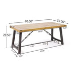 Ensemble de salle à manger GDFStudio Soltice 6 pièces en osier et bois d'acacia avec banc