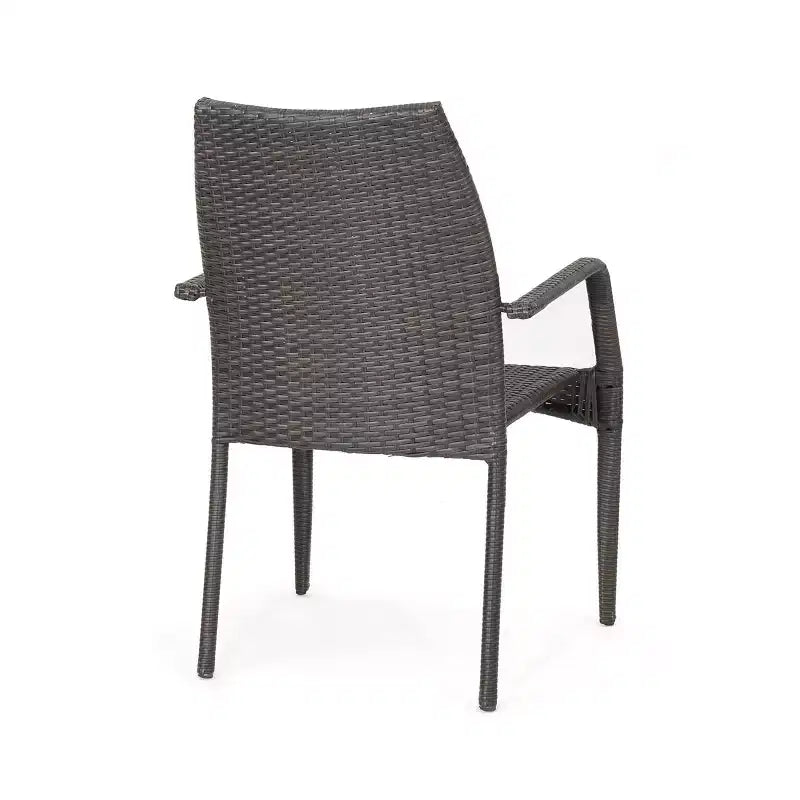 Set da pranzo Rue da 5 pezzi per esterni in vimini e vetro temperato GDFStudio