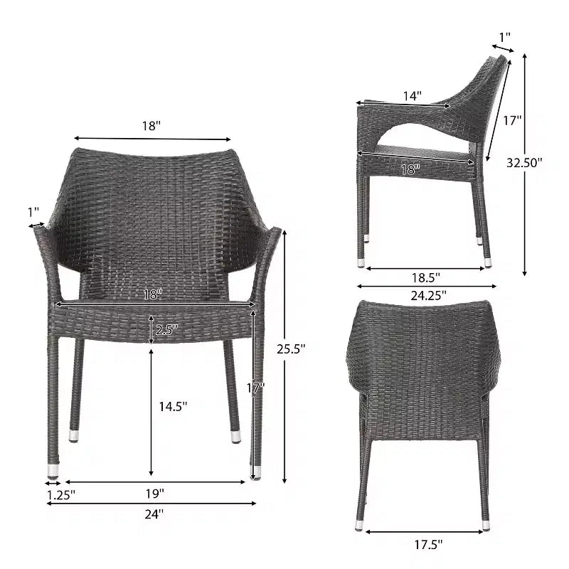 GDFStudio Blythe Set da pranzo da 5 pezzi in vimini e vetro temperato per esterni