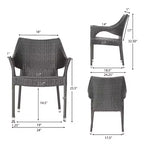 GDFStudio Blythe Set da pranzo da 5 pezzi in vimini e vetro temperato per esterni